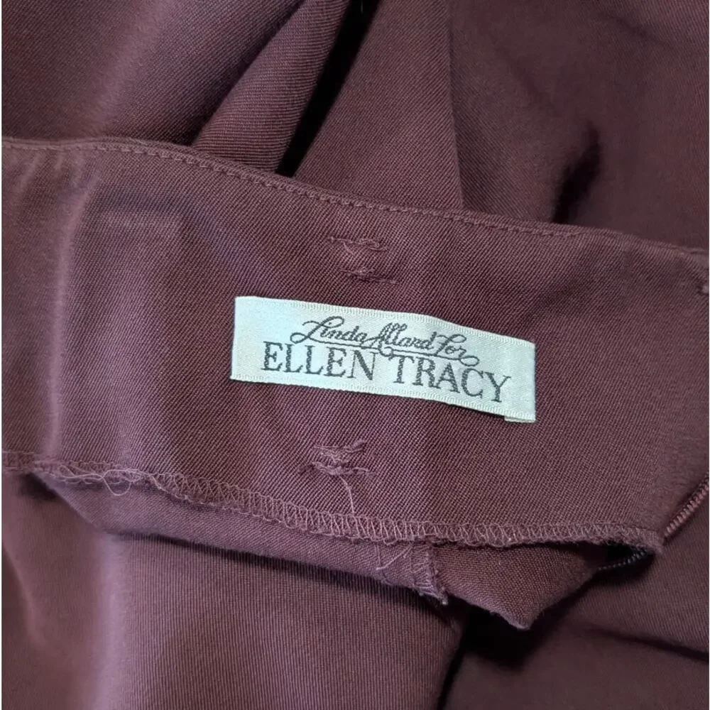 100% Pure Wool Linda Allard Ellen Tracy Maxi Skirt Burgundy Size 6